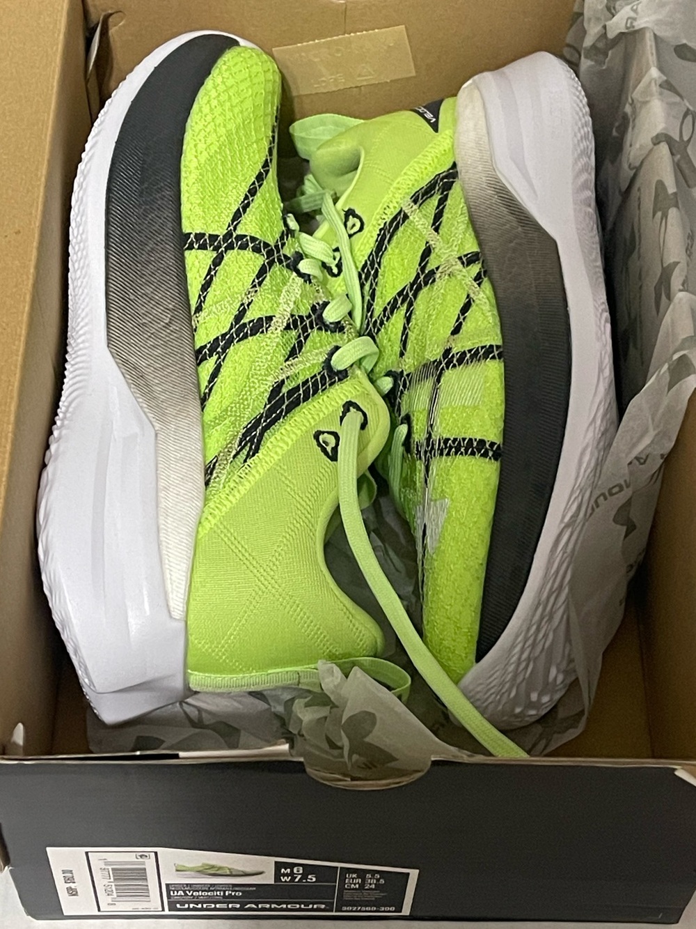 Under Armour Velociti Pro - Unisex M6/W7.5 - Morph Green/Anthracite/White - NIB